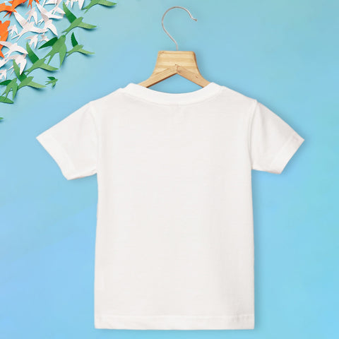 White Cricket Theme Half Sleeves Independence Day T-Shirt