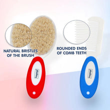 Load image into Gallery viewer, Natural Bristle Comb & Brush Set - Red, Blue & Pink