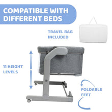 Load image into Gallery viewer, Grey Next2Me Magic Evo Co-Sleep Crib