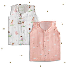 Load image into Gallery viewer, Pink Fairytale Theme Muslin Sleeveless Jhablas - Pack Of 2
