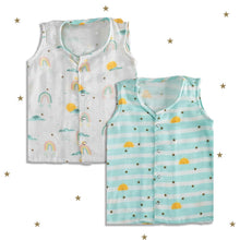 Load image into Gallery viewer, Colorful Rainbow Theme Muslin Sleeveless Jhablas - Pack Of 2