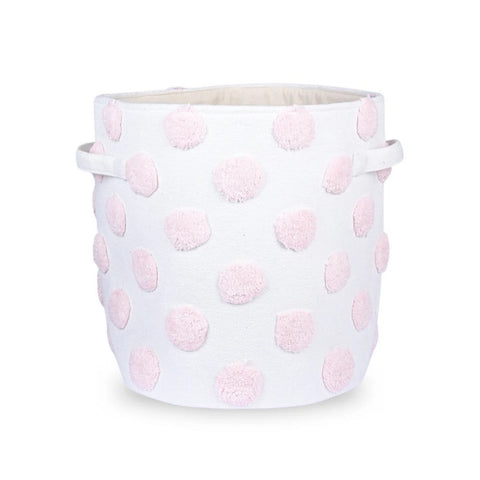 Pom Pom Round Pink Toy Storage Basket