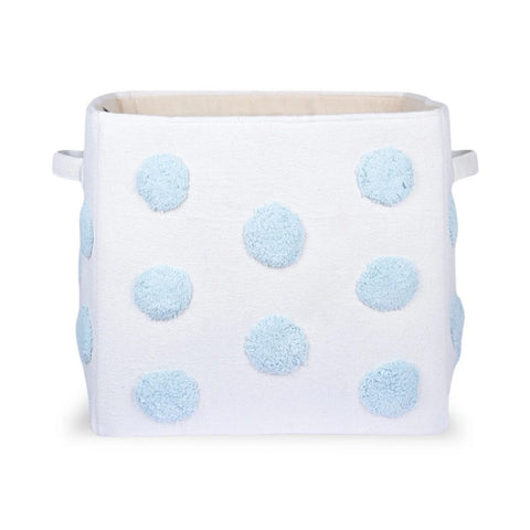 Pom Pom Rectangular Blue Toy Storage Basket