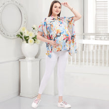Load image into Gallery viewer, Blue Abstract Printed Maternity Nursing Kaftan Shirt