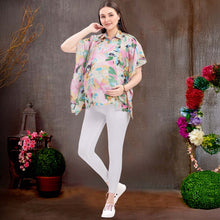Load image into Gallery viewer, Pink & Blue Abstract Printed Maternity Nursing Kaftan Shirt