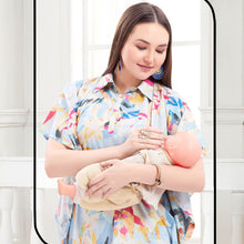 Load image into Gallery viewer, Blue Abstract Printed Maternity Nursing Kaftan Shirt
