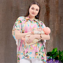 Load image into Gallery viewer, Pink & Blue Abstract Printed Maternity Nursing Kaftan Shirt