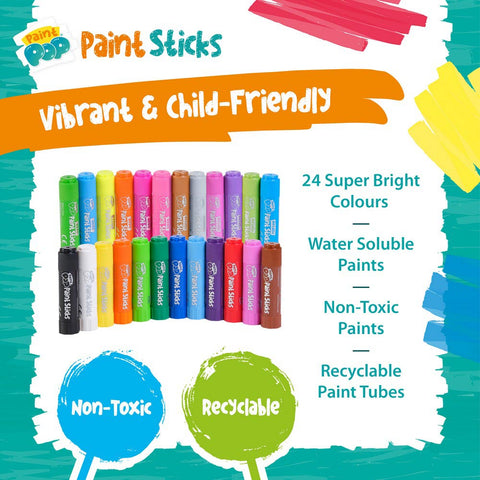 Paint Pop Assorted Quick Dry Paint Sticks- 24 Pack