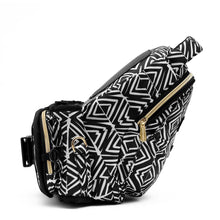 Load image into Gallery viewer, Black Tribal Route Printed Baby Carrier With Hip Seat
