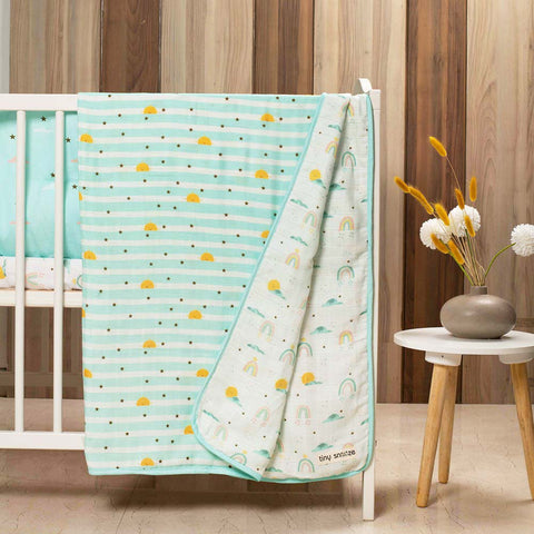 Sea Green Horizon Theme Organic Muslin Blanket