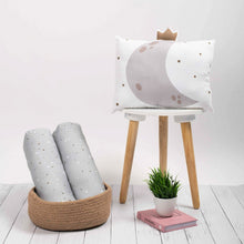 Load image into Gallery viewer, Grey Starry Nights Mini Cot Bedding Set