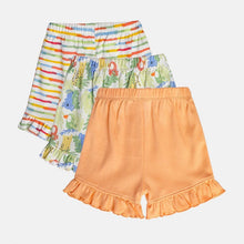 Load image into Gallery viewer, Ruffled Hem Cotton Shorts- Pack Of 3