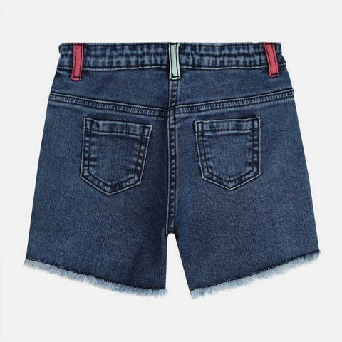 Girls Blue Raw Hem Denim Shorts