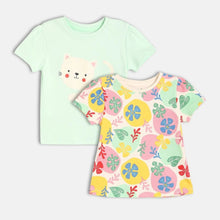Load image into Gallery viewer, Colorful Floral Printed Half Sleeves Top Pack Of - 2