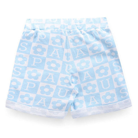 Blue Brand Printed Cotton Shorts
