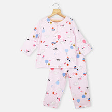 Load image into Gallery viewer, Pink Bear Printed Full Sleeves Night Suit
