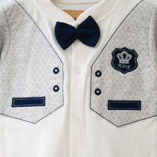 Load image into Gallery viewer, Blue & Grey Full Sleeves Footsie With Cap