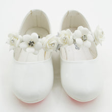 Load image into Gallery viewer, Flower Embellished Velcro Closure Ballerina- Black, Pink & White