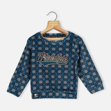 Load image into Gallery viewer, Blue Geometric Printed Full Sleeves T-Shirt