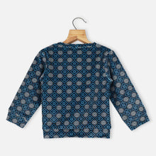 Load image into Gallery viewer, Blue Geometric Printed Full Sleeves T-Shirt