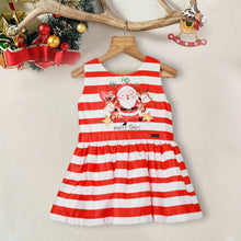 Load image into Gallery viewer, Red Striped With Christmas Theme Sleeveless Dress