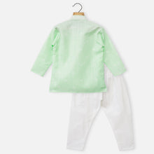 Load image into Gallery viewer, Yellow & Blue Embroidered Kurta With White Pajama