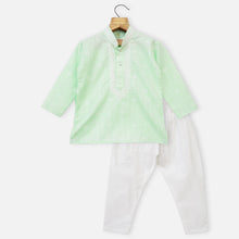 Load image into Gallery viewer, Yellow & Blue Embroidered Kurta With White Pajama