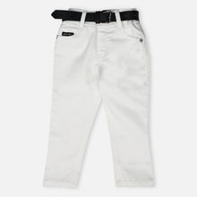 Load image into Gallery viewer, Regular Mid Rise Pant With Belt- Navy Blue & White