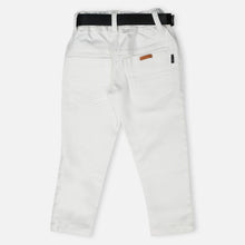 Load image into Gallery viewer, Regular Mid Rise Pant With Belt- Navy Blue & White