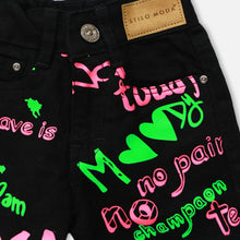 Load image into Gallery viewer, Black Painted Raw Hem Shorts
