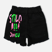 Load image into Gallery viewer, Black Painted Raw Hem Shorts