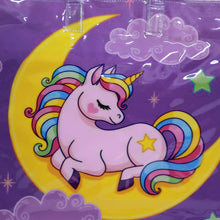 Load image into Gallery viewer, Purple Unicorn Theme Plastic Tote Bag