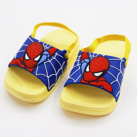 Yellow Spiderman Theme Sliders With Elasticated Strap