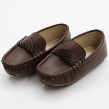Load image into Gallery viewer, Brown & White Solid Slip On Loafers