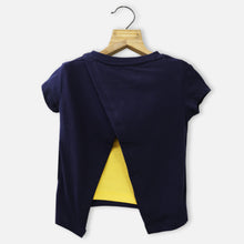 Load image into Gallery viewer, Navy & White Flora Printed Cotton Half Sleeves T-Shirt