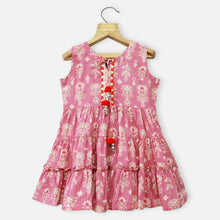 Load image into Gallery viewer, Pink Tiered Cotton Kurta With Flared Palazzo & Dupatta