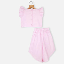 Load image into Gallery viewer, Pink Butterfly Embroidered Top With Palazzo Co-Ord Set