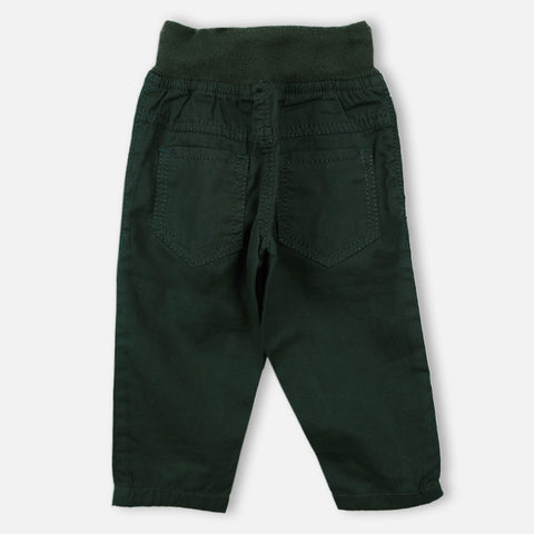 Green Ribbed Waistband Pants