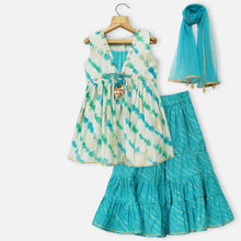 Load image into Gallery viewer, Blue Embellished Kurta With Sharara & Dupatta