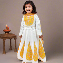 Load image into Gallery viewer, White & Yellow Kali Embroidered Lehenga Set