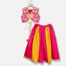 Load image into Gallery viewer, Yellow & Pink Floral Embroidered Lehenga Set