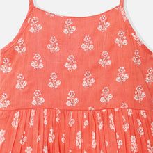 Load image into Gallery viewer, Greyish Blue Floral Printed Gathered Cotton Kurta With Sharara & Net Dupatta