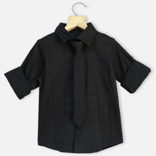 Load image into Gallery viewer, Black Full Sleeves Shirt With Tie