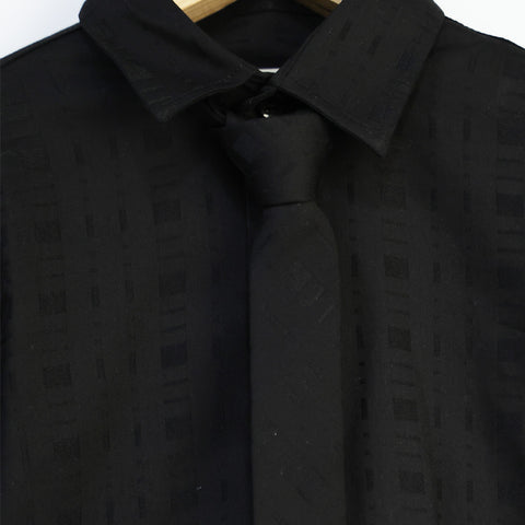 Black Full Sleeves Shirt With Tie