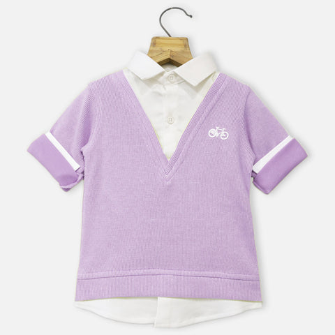 Knitted Collar Neck Full Sleeves T-Shirt