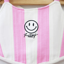 Load image into Gallery viewer, Pink Back Eyelet Lace Up Crop Top