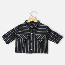 Load image into Gallery viewer, Black Striped Printed Collar Neck Top