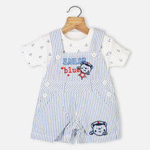 Load image into Gallery viewer, Blue Striped Dungaree Dungaree With Anchor T-Shirt