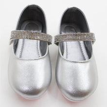 Load image into Gallery viewer, Embellished Ballerina With Velcro Strap- Rose Gold & Silver