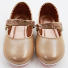 Load image into Gallery viewer, Embellished Ballerina With Velcro Strap- Rose Gold & Silver